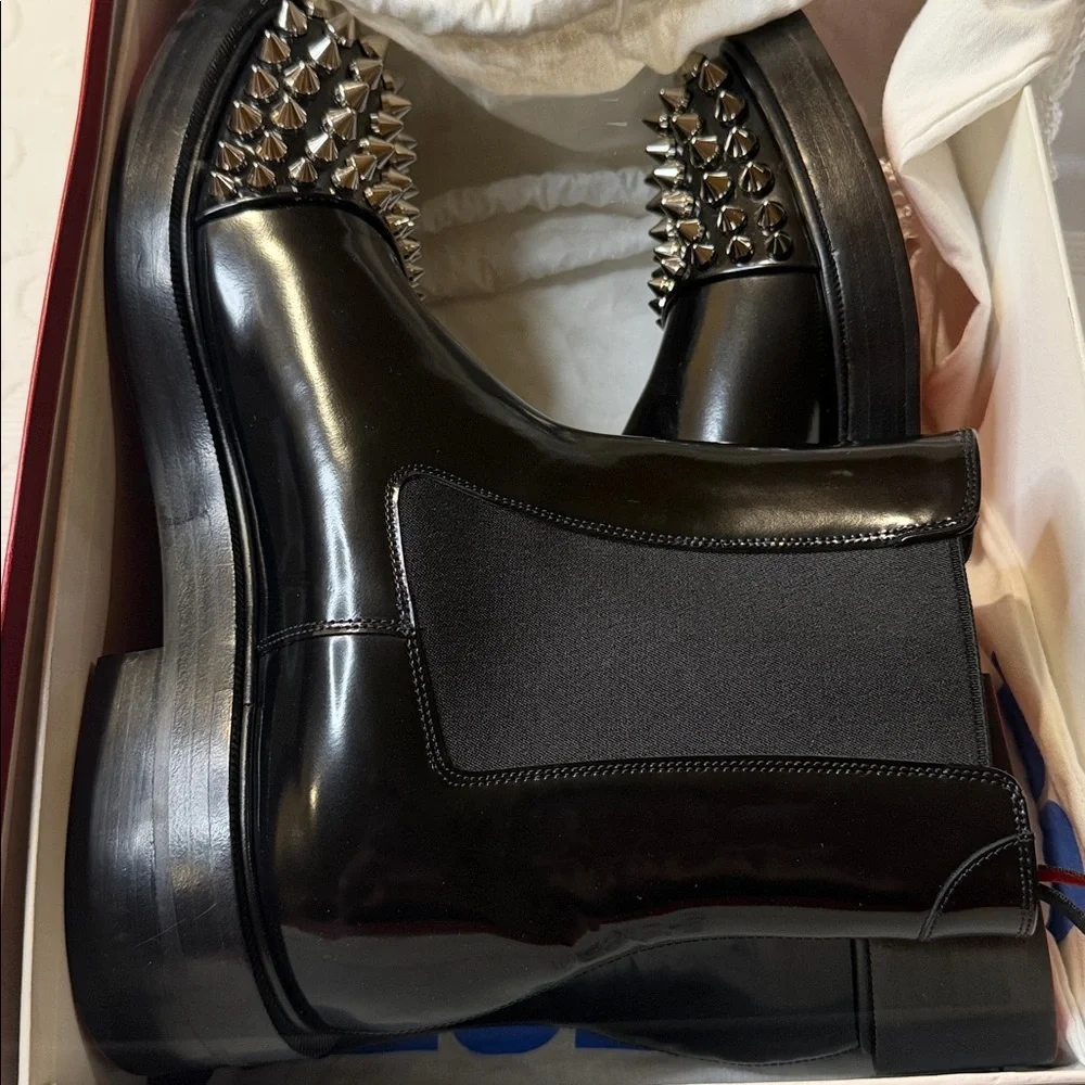 Christian Louboutin Melon Spike Chelsea Black Studded Boots - Picture 5 of 17
